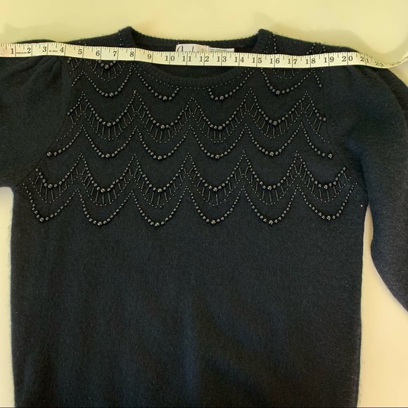 Carducci Vintage Lambswool Angora sweater size small black beaded - Picture 4 of 7